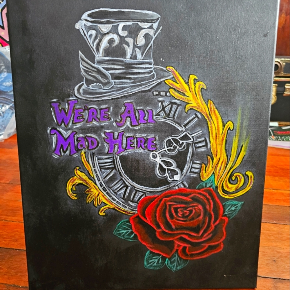 16x20 "we're all mad here" painting